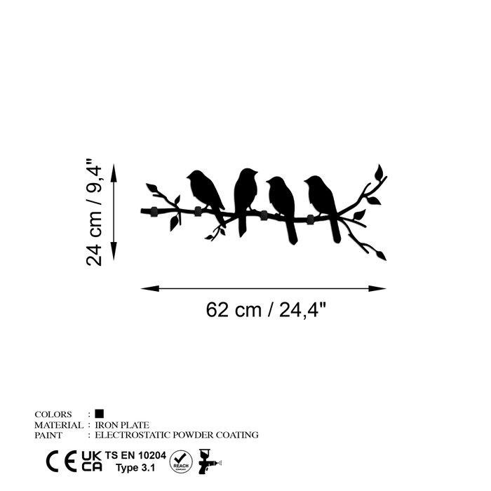 Wallity Sitting Birds Gancho de pared metálico negro Wallity Sitting Birds Gancho de pared metálico negro